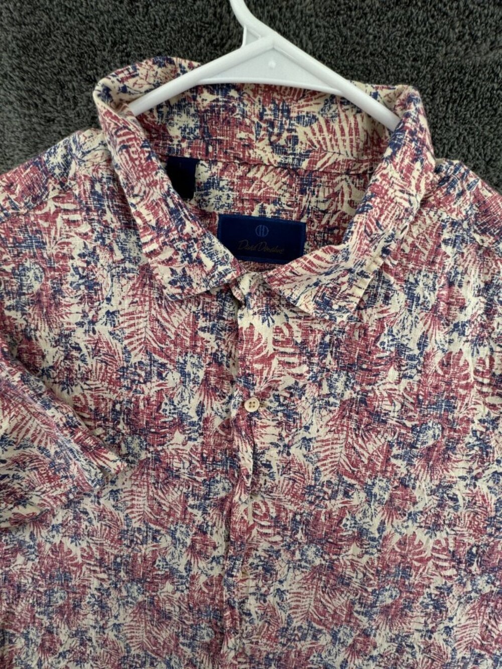 David Donahue Short Sleeve Button Up Shirt Men’s Linen Blend Size Large Floral